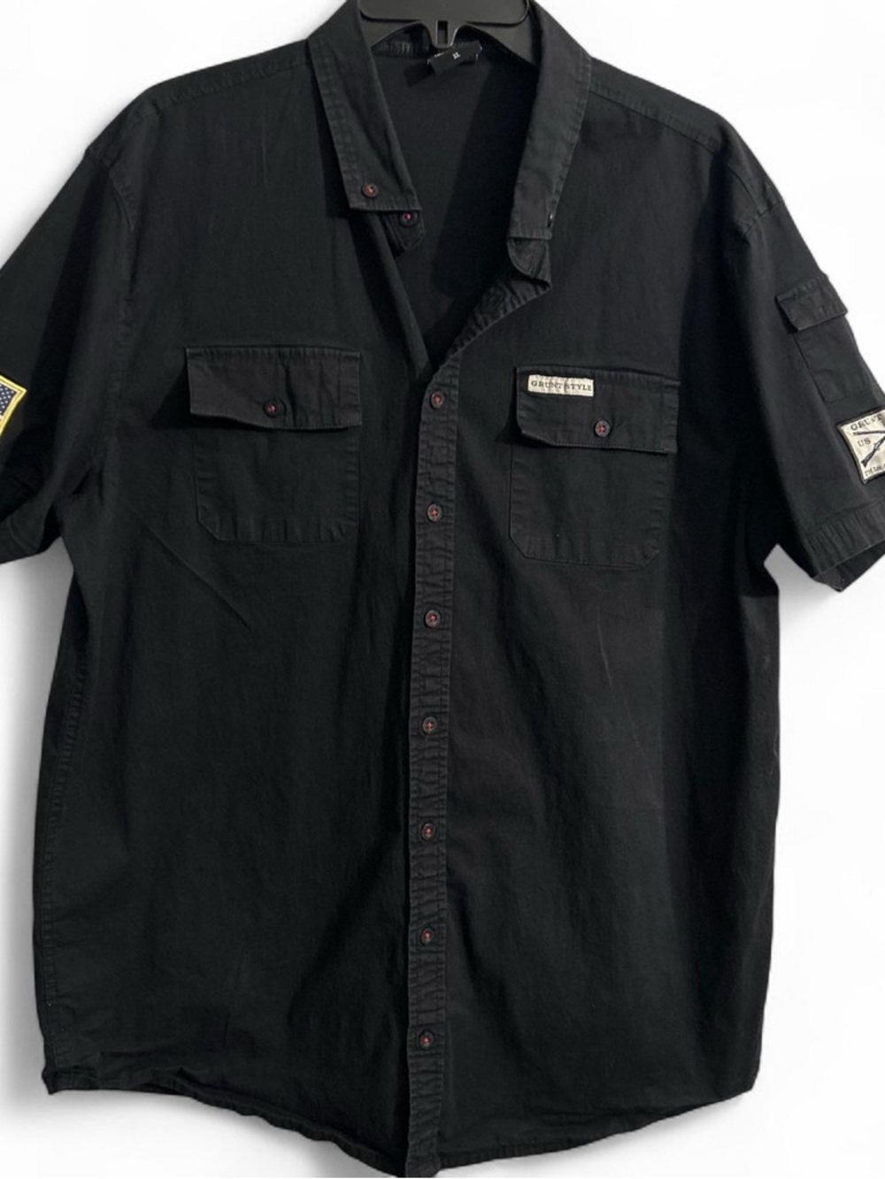 Grunt Style Garage Tactical Black Short-Sleeve Button-Down Shirt